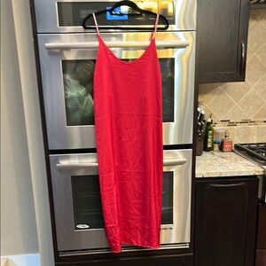 Nicole by Nicole Miller Red Spaghetti Strap‎ Slip Midi Dress